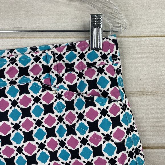 Nivo by Lanctot Golf Shorts Womens 6 Geometric Print Stretch Bermuda Pockets - Picture 2 of 10